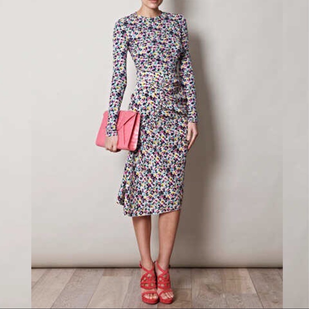 Nina Ricci Sheer Floral Print Top 42 / US6-8
